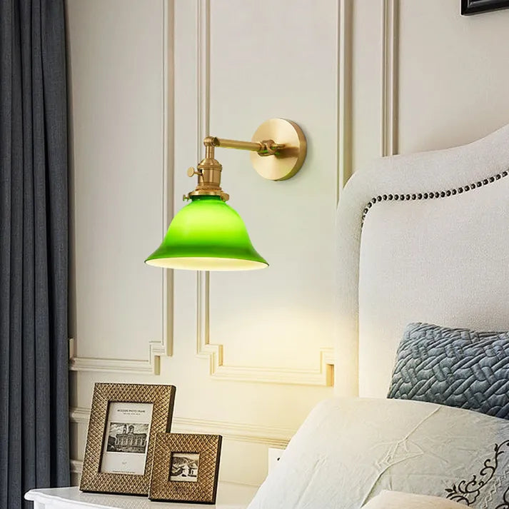 Justerbar Grøn Glasvæglampe i Vintage-svingarmsdesign