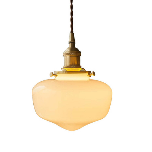 Vintage glaspendlampa med metalldetaljer