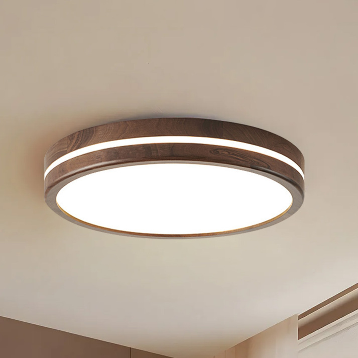 Træ loftlampe, rund