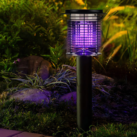 Vandafvisende USB-opladelig solcelledrevet dobbelt-frekvens vibrationsmyggefangerlampe