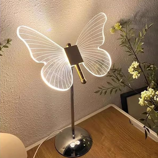 Bordlampe med sommerfugl-krystal