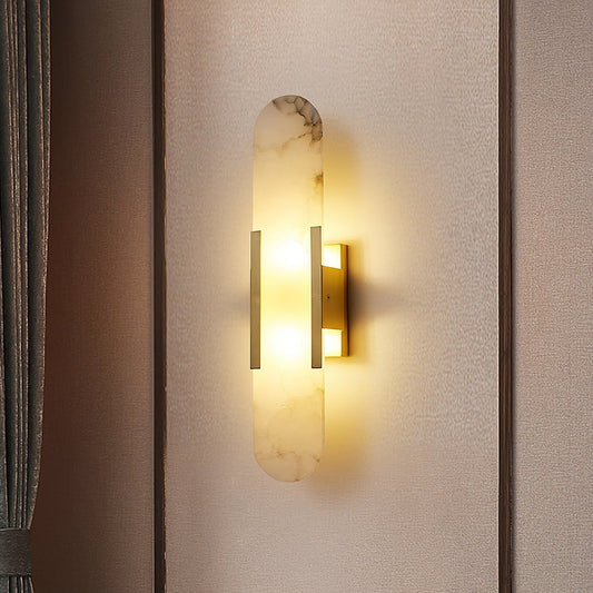 Alabast væglampe i melange aflang
