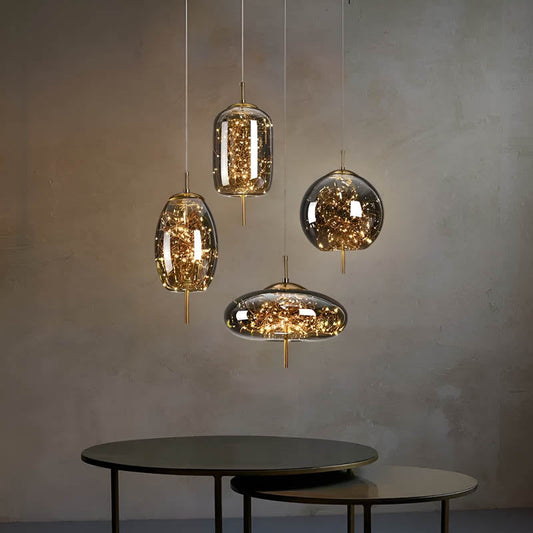 Elegant Brown Glass Pendant Lamp