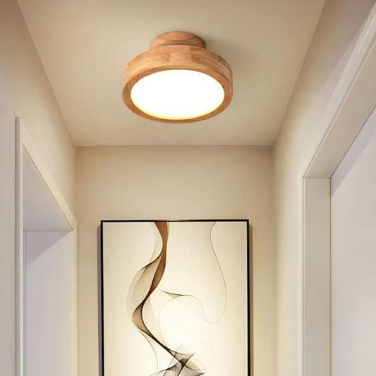 Træ loftlampe med moderne LED-lys